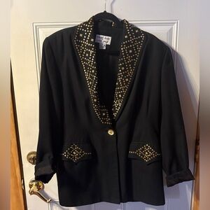 Focus 2000 Studded Western Blazer -Black,Gold Plus Size 18
